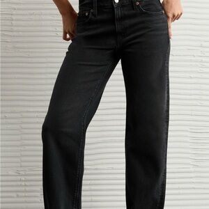American Eagle Outfitters Black Stovepipe Cuffed Jeans